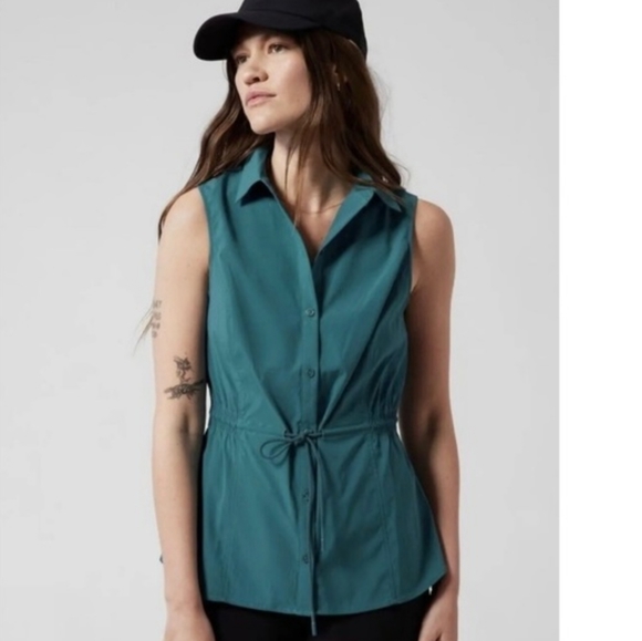 Athleta Tops - Athleta Levitate Poplin Tank Borealis Green Size Medium